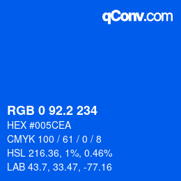カラーコード: RGB 0 92.2 234 | qconv.com