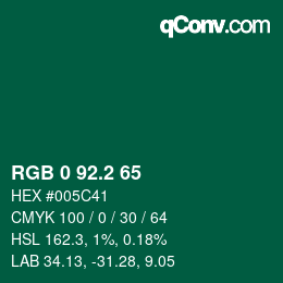 カラーコード: RGB 0 92.2 65 | qconv.com