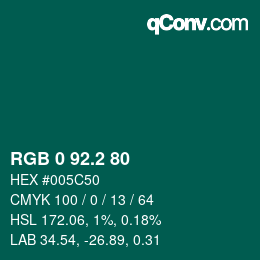 カラーコード: RGB 0 92.2 80 | qconv.com