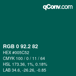 カラーコード: RGB 0 92.2 82 | qconv.com