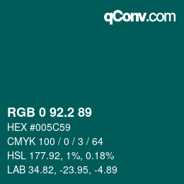 カラーコード: RGB 0 92.2 89 | qconv.com