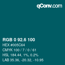 カラーコード: RGB 0 92.6 100 | qconv.com