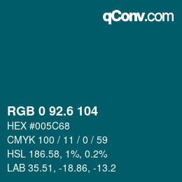 カラーコード: RGB 0 92.6 104 | qconv.com