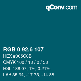 カラーコード: RGB 0 92.6 107 | qconv.com