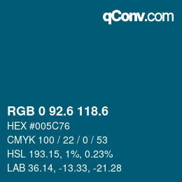 カラーコード: RGB 0 92.6 118.6 | qconv.com