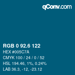 カラーコード: RGB 0 92.6 122 | qconv.com