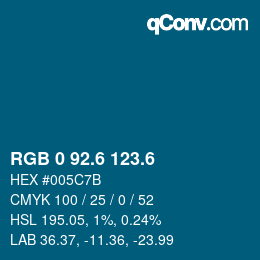 カラーコード: RGB 0 92.6 123.6 | qconv.com