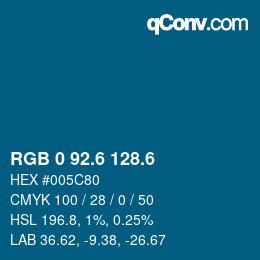 カラーコード: RGB 0 92.6 128.6 | qconv.com