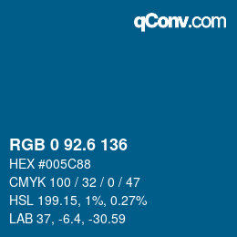 カラーコード: RGB 0 92.6 136 | qconv.com