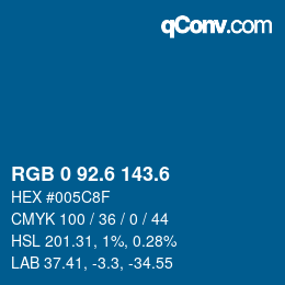 カラーコード: RGB 0 92.6 143.6 | qconv.com