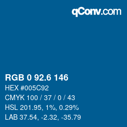 カラーコード: RGB 0 92.6 146 | qconv.com