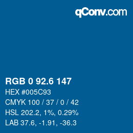 カラーコード: RGB 0 92.6 147 | qconv.com