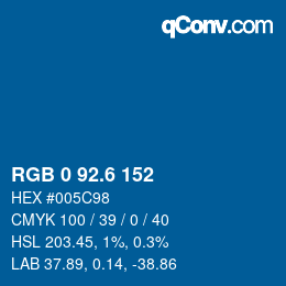 カラーコード: RGB 0 92.6 152 | qconv.com