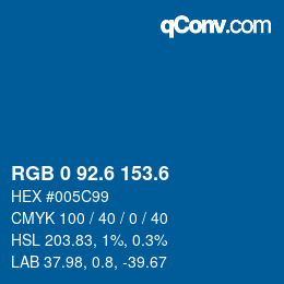 カラーコード: RGB 0 92.6 153.6 | qconv.com