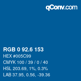 カラーコード: RGB 0 92.6 153 | qconv.com