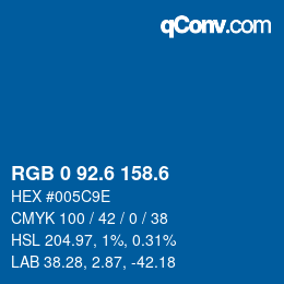 カラーコード: RGB 0 92.6 158.6 | qconv.com