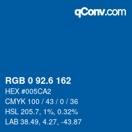 カラーコード: RGB 0 92.6 162 | qconv.com