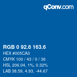 カラーコード: RGB 0 92.6 163.6 | qconv.com