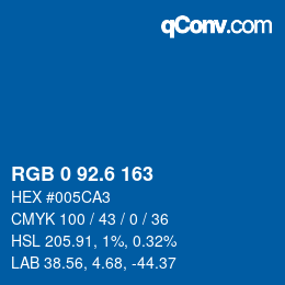 カラーコード: RGB 0 92.6 163 | qconv.com
