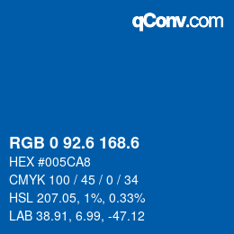 カラーコード: RGB 0 92.6 168.6 | qconv.com