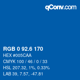 カラーコード: RGB 0 92.6 170 | qconv.com