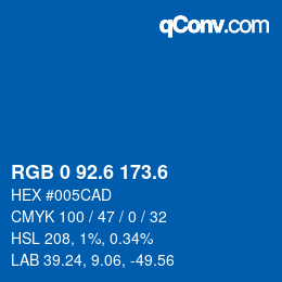 カラーコード: RGB 0 92.6 173.6 | qconv.com