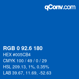 カラーコード: RGB 0 92.6 180 | qconv.com