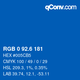 カラーコード: RGB 0 92.6 181 | qconv.com