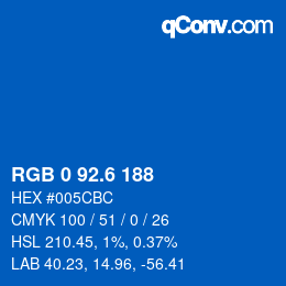 カラーコード: RGB 0 92.6 188 | qconv.com