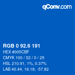 カラーコード: RGB 0 92.6 191 | qconv.com