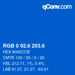 カラーコード: RGB 0 92.6 203.6 | qconv.com