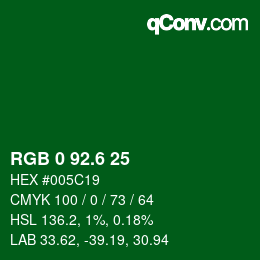 カラーコード: RGB 0 92.6 25 | qconv.com