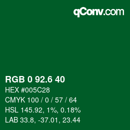 カラーコード: RGB 0 92.6 40 | qconv.com