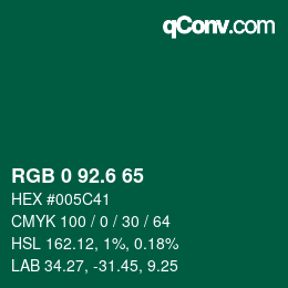 カラーコード: RGB 0 92.6 65 | qconv.com
