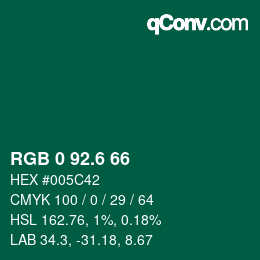 カラーコード: RGB 0 92.6 66 | qconv.com