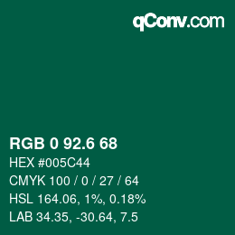 カラーコード: RGB 0 92.6 68 | qconv.com