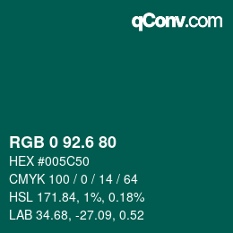 カラーコード: RGB 0 92.6 80 | qconv.com