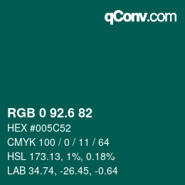 カラーコード: RGB 0 92.6 82 | qconv.com