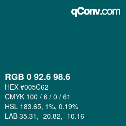 カラーコード: RGB 0 92.6 98.6 | qconv.com
