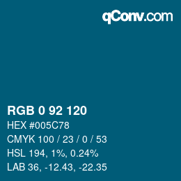 カラーコード: RGB 0 92 120 | qconv.com