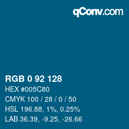 カラーコード: RGB 0 92 128 | qconv.com