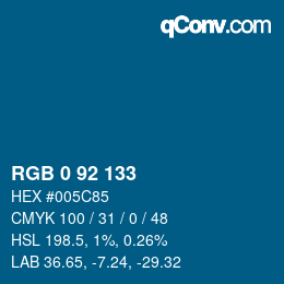 カラーコード: RGB 0 92 133 | qconv.com
