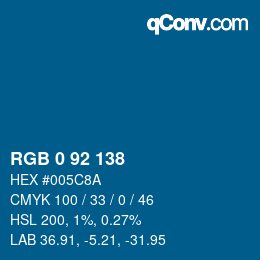Color code: RGB 0 92 138 | qconv.com