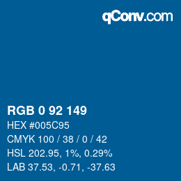 カラーコード: RGB 0 92 149 | qconv.com