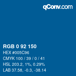 カラーコード: RGB 0 92 150 | qconv.com