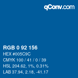 カラーコード: RGB 0 92 156 | qconv.com