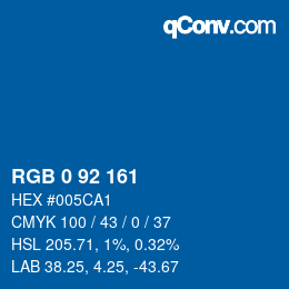 Color code: RGB 0 92 161 | qconv.com
