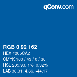 Farbcode: RGB 0 92 162 | qconv.com