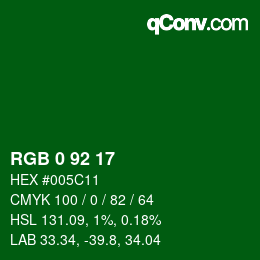Color code: RGB 0 92 17 | qconv.com