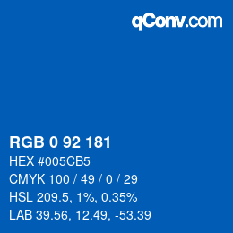 カラーコード: RGB 0 92 181 | qconv.com